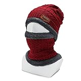 jjff Fleece-gefütterte Totenkopf-Kappen-Halsschals Für Herren, Strickmützen-Kreisschal Für Outdoor-Sportarten, Skifahren, L