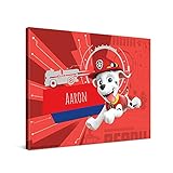 PICANOVA – PAW Patrol Marshall Leinwandbilder – 80x60cm – Leinwand Premium – Personalisierte Wandbilder – Kinder-Geschenk Leinwanddruck – PAW Patrol Kollek