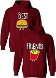 Daisy for U Beste Freunde Pullover für Zwei Mädchen Best Friends Hoodie BFF Pullover Sister Kapuzenpullover Damen Pulli Geburtstagsgeschenk 1 Stück-Rot-Hamburger-XXXL