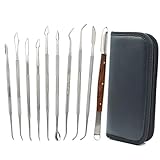 Wachsschnitzer-Werkzeuge, 10 Stück, doppelseitig, Edelstahl, für Wachs, Modelliermasse, Schnitzarbeiten, DIY Werkzeug-Set, Spachtel, Meißel, Schnitzset und Tragetasche für Sculpting,Keramik S