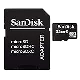 SanDisk microSDHC 32GB Class 4 Speicherkarte (inkl. microSD zu SD Adapter)