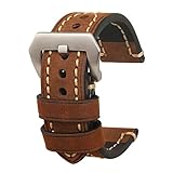 omyzam Herren Uhrenarmband 22mm,Leder Uhrenband,Ersatz-Watch Armband mit Dornschließe aus Edelstahl,Männer und Frauen Uhren Zubehör Geeignet für Eine Vielzahl Traditioneller Sportuhren B