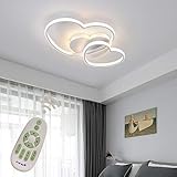 40w LED Deckenleuchte Dimmbar Kinderzimmerlampe Mädchen Schlafzimmer Lampen mit Fernbedienung, Liebe Herz Design Acryl-schirm Metall Deckenlampe für Küche Esszimmer Deko Decke Leuchte Ø50*H5cm Weiß