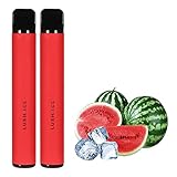 CREPUSCOLO E Zigarette, 2 Stücke Einweg Vape 1000 Puff Shisha Vape Stick 650mAh E Zigarette mit 13 Fruchtgeschmack, Ohne Nikotin(watermelon ice)