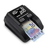 MUNBYN Banknotenzähler mit Wertzählung tragbare Falschgeld-Detektormaschine 4-Orientierung Ultrakompakt UV-MG-IR-Detektion Mehrwährung Fälschungsgelddetektor für Kassierer F