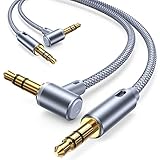 【2 Stück】 AINOPE Aux Kabel [4.0ft/1.2m], 90 Grad Aux Kabel Auto Handy, 3.5mm Stereo Nylon geflochtene Premium Klinke Klinke Kabel für Kopfhörer, iPhones, iPads, Home/Car S