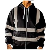 Sichtbarkeit Kapuzenpullover Workwear Warnschutz Hoodie Reflektierend Sicherheitsjacke Atmungsaktiv Langarm Kapuzenpulli Sweatshirt Arbeitsjacken FüR Herren Winter Sicherheit Jumper Top lauschig