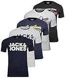 JACK & JONES Herren T-Shirt Logo 2 5er #2 PK, L