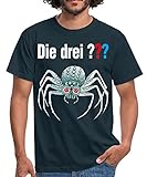 Spreadshirt Die DREI Fragezeichen und die Silberne Spinne Männer T-Shirt, XXL, Navy