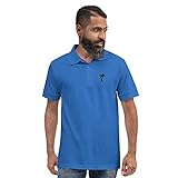 Claudio Fibonacci Poloshirt Herren Kurzarm T-Shirt Schwarzes Polohemd Männer Tall Palmtree (M, Blau, m)