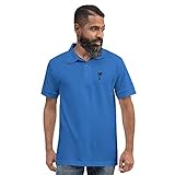 Claudio Fibonacci Poloshirt Herren Kurzarm T-Shirt Schwarzes Polohemd Männer Tall Palmtree (M, Blau, m)