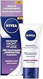 NIVEA Beruhigende Nachtpflege 24h Feuchtigkeit + Regeneration (50 ml), Gesichtscreme für sensible Haut, Nachtcreme mit Traubenkernöl und Süßholzextrak