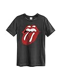 Amplified - Rolling Stones Rock Band Herren T-Shirt - Vintage Tongue Zunge (Grau) (S-L) (M)