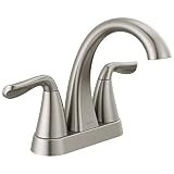 Delta Faucet Arvo Centerset Badezimmer-Wasserhahn, gebürstetes Nickel, Waschbecken-Wasserhahn, Ablaufmontage inklusive, SpotShield Edelstahl 25840LF-S