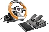 Speedlink DRIFT O.Z. Racing Wheel - USB-Gaming-Lenkrad für PC/Computer - Pedale für Gas und Bremse - schwarz-orang