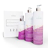 Ezero Keratin Haarkur für Keratin Haarglättung mit Keratin Shampoo, Keratin Haarmaske und Keratin Conditioner - Keratin Glättung Zuhause - Keratin Treatment - Veg