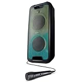 MEDION E61400 Party-Soundsystem (Partylautsprecher, Karaoke, Akku, Bluetooth 5.0, Kompaktanlage, Farbige LED, USB, AUX, 2X Mikrofonanschluss)