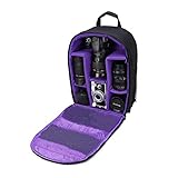 CHLOLMY Kameratasche, Mini-Rucksack für Kamera mit Stoßschutz, wasserdicht, verstellbarer Klettverschluss, Tasche für SLR, DSLR, Kamera ohne Spiegel und anderes Zubehör (Lila)