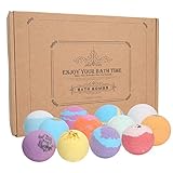 12 Stück Badebomben Geschenkset, Pflanzenextrakt Badekugeln Luxuriöses Geschenk für Frauen, Freundin, Mutter, Perfektes Valentinsgruß Geburtstags Weihnachts Badeperlen geschenk