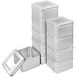 Kurtzy Silber Metalldosen mit Deckel (10er Pack) 9x9xH5,7cm Kleine Metall Boxen Tragbare Leere Metallbox mit Deckel ohne Scharnier - Mini Aufbewahrungsbox Metall Rechteckige Behälter & Überleb