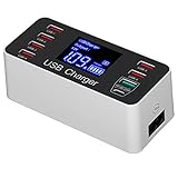 cigemay Tragbares USB-Handy-Ladegerät,8-Port-Ladestation,QC3.0 USB Typ C Typ C Reiseschnellladegerät,Geeignet für Ipad,Geeignet für Smartphones,Drahtlose Kopfhörer und Andere Geräte(EU)