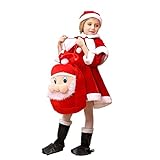 STOREYH Mädchen Männlich Cute Weihnachten Rollenspiel Kostüme Set Casual Loose Cosplay Kleider (Top Hose) Hat Capes Bag Baby Kind Rollenspiel Kleidung Bequem Künstliche Wolle Karneval Ob