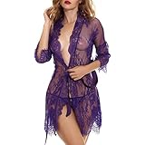 Eaylis Sexy Dessous Damen FüR Sex UnterwäSche Frauen und Slip Set Spitzen Push Up BH Unterwäsche,Frauen Sexy Dessous Babydoll Nachtwäsche Unterwäsche Spitzenmantel Slip Nachtw