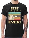 Katzenbesitzer Geschenk Katze - Best Cat Dad Ever - Vintage beige - XL - Schwarz - Tshirt für männer originell - L190 - Tshirt Herren und Männer T-S