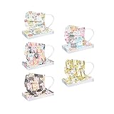 JINGYUA 50 Stück Kinder Mundschutz mit Cartoon-Bär-Print Einweg 3D Druck Mund und Nasenschutz Halstuch Masken 3-lagig Einmal MNS Staubdicht Atmungsaktiv Tücher Bandana Schals für Jungen M