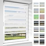 OUBO Doppelrollo Klemmfix ohne Bohren Duo Rollos für Fenster & Türen (Weiß, 70cm x 150cm), Klemmrollo Seitenzugrollo Sicht und Sonnenschutz, Lichtdurchlässig und Verdunk