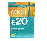 EE 30 GB Daten-SIM, inkl. 20 £ Top-up, 30 GB Daten, unbegrenzte Minuten und unbegrenzte Tex