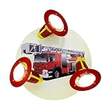 Elobra Wandlampe Kinderzimmer 'Kinderlampe Feuerwehr' | Hochwertige Deckenlampe für Jungen aus Holz - mit Feuerwehr Motiv, 30 x 30 x 18 cm - Hergestellt in D