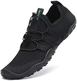 Putu Badeschuhe Herren Wasserschuhe Männer Strandschuhe Aquaschuhe Neoprenschuhe rutschfeste Schwimmschuhe,D Schwarz 45 EU