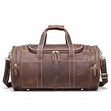 Klassische Sporttasche für Männer Frauen, Herren Große Kapazität Reise Duffel Echtes Leder Weekender Overacht Tasche Tragen Sie auf Tasche Gepäck Handtasche for Geschäftstudio Sport Fitness W
