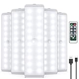 LED Schrankbeleuchtung, 20 LED Sensor Licht mit Bewegungsmelder, USB-Wiederaufladbar Unterbauleuchte Küche mit Fernbedienung, kabellos, für Treppen, Kleiderschrank, Küche, Flur (5 Stück)