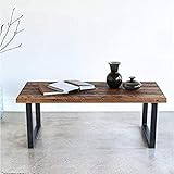 Couchtisch aus naturbelassenem Holz Couchtisch mit Metallfüßen Couchtisch in Walnussholzfarb