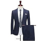 TWDYC Herrenanzüge Bräutigam Tragen Sie Smoking Custom Made 3-teile Hochzeit Anzüge Slim (Jacke + Hose + Weste) (Color : Blue, Size : XXXL for 75 to 80 kg)