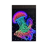 Schwarzlicht Qualle Gemälde Neon Poster Kunst Poster Leinwand Poster Wandkunst Dekor Bild Gemälde für Wohnzimmer Schlafzimmer Dekoration 50 x 75 cm ohne R