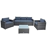 ESTEXO Polyrattan Sitzgruppe XXL Gartenset Rattan Lounge Gartenmöbel Set Essgruppe Garten-Lounge Rattan-Möbel Couch Sofa-Set (Anthrazit-Grau)