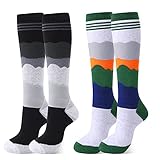 SAMIT Skisocken für Erwachsene 2 Paar Skistrümpfe aus Baumwolle für Damen und Herren Rutschfeste Wintersocken Knie-Strümpfe Thermosocken für Wintersport Skifahren Snowboard, Größe: 35-39, 40-45
