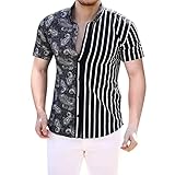 Dorical Herren-Revers-Kurzarm-Patchwork-Hemd mit lässigem Print Frühlings- und Sommer-Drucknähte lockeres Herren-Revershemd - lockere Passform - Herren-H