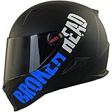 Broken Head BeProud Blau Ltd Motorradhelm - Schlanker Integralhelm Mit Schwarzem Zusatz-Visier - Matt-Schwarz - Größe S (55-56 cm)