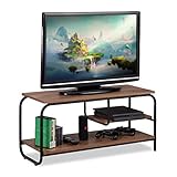 Relaxdays TV Board, Industrie Design, Receiverablage, Stauraum CDs & DVDs, Fernsehtisch HxBxT 43x90x35 cm, braun/schwarz, Spanplatte, 43 x 90 x 35