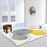 FACWAWF Abstrakter Geometrischer Druck Großer Teppich Kurzflor Rutschfester Weicher Wollteppich Geeignet Für Wohnzimmer Schlafzimmer Flur Arbeitszimmer Kinderzimmer Dekorativer Teppich 40x120