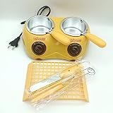 Cuina Uhrenboxen für Männer Doppelschokolade Schmelzkörper Elektrische Schokoladenbrunnen-Süßigkeit Schmelzt Pot Schmelzmaschine Schokolade Fondue mit Schimmel für DIY Küche, Rosa Yuechuang