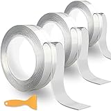 Doppelseitiges Klebeband Extra Stark 9M, Nano Klebeband Doppelseitige Transparent, Spurloses Wasserfest Nano Tape für Home Office, (3 * 1cm +3 * 2cm + 3 * 3cm)