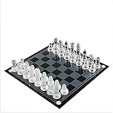 ZLQBHJ Tragbare Schach-Set, faltbares Schachbrett Set, K9 Glasschachbrett Faltbrett Schachspiel Internationaler Schach-Set for Kinder Party Familienaktivitäten (Size : 35 * 35CM)