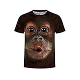 Xiton 1 STÜCK The Mountain Großes Gesicht T-Shirt Lustige AFFE Unisex T-Shirt Cartoon Digitaldruck Kleidung Komfortabel Und Atmungsaktiv Kurzarm Hemd Kreative Geschenk (XL)