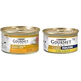 Purina Gourmet Gold Feuchtigkeitsmousse mit Legierung, 24 Dosen à 85 g, 24 x 85 g & Katzennahrung, Mousse mit Huhn, Packung mit 24 Dosen mit jeweils 85 g