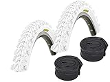 KENDA Set: 2 x K829 Weiss farbige Fahrrad MTB Reifen 26x1.95 + SCHLÄUCHE